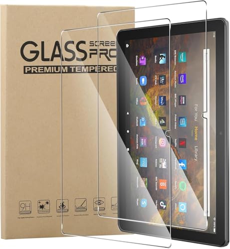 KUSINHOKA [2 Pack] Screen Protector for Amazon Fire HD 10/HD 10 Kids/HD 10 Kids Pro 2023 2021 Tempered Glass Ultra Resistant Anti Fingerprints HD Clear No Bubbles 9H Hardness Protector Film