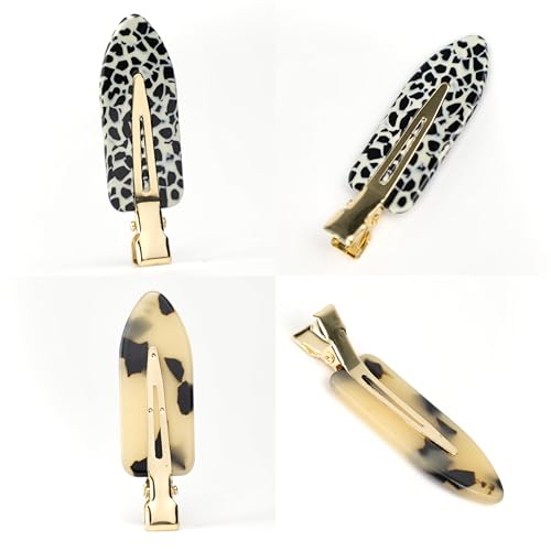4 Pinzas de cabello para maquillaje, sin marcas, para mujer, clips estilo carey para peinado, accesorios para seccionar flequillo (Estampado terrazzo y leopardo) miniatura 7