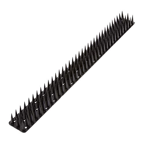 BirnePower Vogelabwehr Spikes Taubenspitzen 50 x 4,5 cm Kunststoff Höhe 3cm Tierabwehr Taubenspikes 3-reihig Vogelschutz Taubenabwehr Schwarz 6 Stück 3m