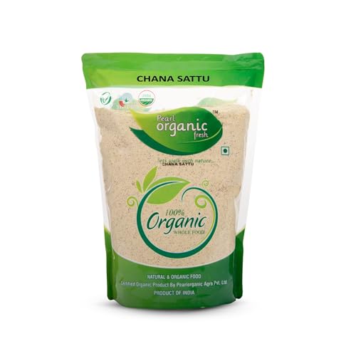 Pearl Organic Fresh Organic Chana Sattu Powder 1.5kg | Roasted Gram Flour | High Protein Sattu Drink | Weight Loss & Energy Booster | Natural & Gluten Free | No Preservatives Healthy Summer Drink ( 750gm x 2 )