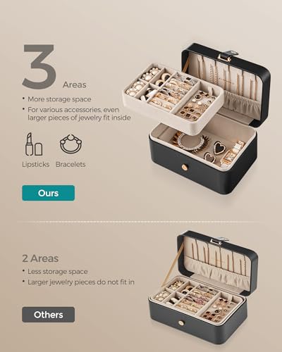Image of SONGMICS Travel Jewelry Organizer, 2-Layer Portable Jewelry Box Case