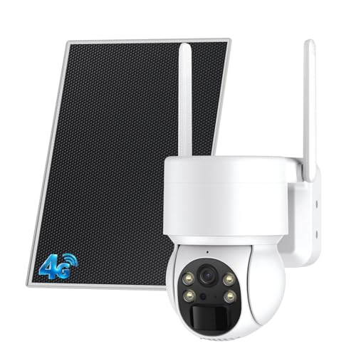 SEHMUA 4G LTE Cellular Security Camera Wireless Outdoor, 2K 360° View, No Wi-Fi Needed for Off-Grid Use, Solar Powered, Color Night Vision, Built-in SIM, Local/Cloud Storage, 2-Way Talk