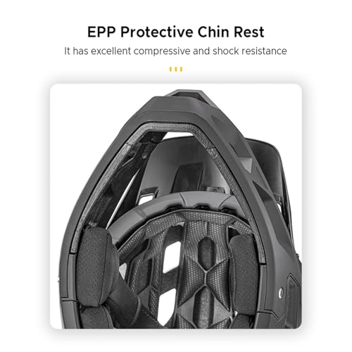 SHUAIGUO Full Face Mountain Bike Helmet Adult Racing Downhill MTB Helmet for Mountain Bike,for head circumference 59-61cm(Black & L) - Image 3