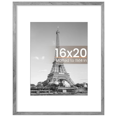 Image of upsimples 16x20 Picture Frame, Display Pictures 11x14 with Mat or 16 x 20 Without, Wall Hanging Poster Frame, Gray, 1 Pack