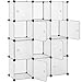SONGMICS Armario Modular de Almacenamiento con 12 Cubos, Armario Plástico con Puerta, Armario, Zapatero, para Ropa Zapatos Libros, Fácil de Montar, 93 x 31 x 123 cm, Blanco LPC342W01