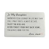 Engraved Wallet Card Insert for Daughter from Mom, Stainless Steel Wallet Cards with Mini Love Note,