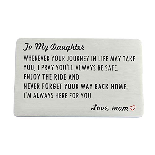 Engraved Wallet Card Insert For Daughter From Mom, Stainless Steel Wallet Cards With Mini Love Note, Sweet 16 Gifts For Daughter, Birthday, Graduation Gift For Her #TOP9