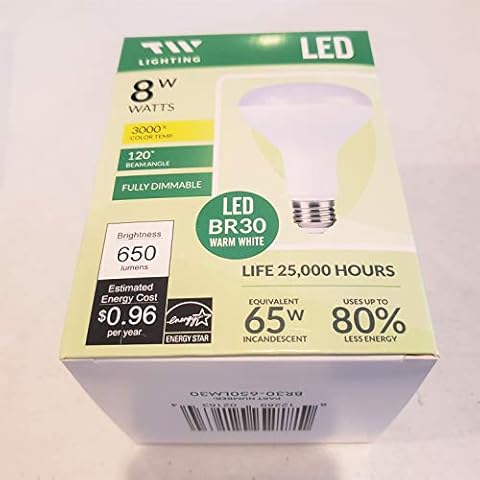 TW LED Dimmable BR30 Soft White Light Bulb with Warm Glow Effect 650-Lumen, 3000Kelvin, 8-Watt(Equivalent 65W) up to 80% Less Energy Cover