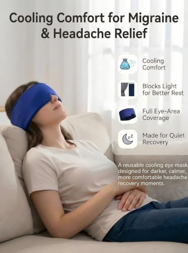 Image of Cooling Gel Eye Mask for Puffy Eyes, Migraine & Headache Relief, Full Eye-Area Cold Compress for Eyes & Temples, FSA Eligible HSA Reusable Eye Ice Pack for Swelling & Post-Surgery Recovery