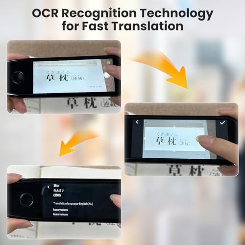 Scan Reader Pen, OCR Digital Translation Pen Scanner 112 Language Translator Device Support Text Extract Intelligent Recording Scanner Pen with 3.5 Inch Touch Screen for Businessmen Students Adults