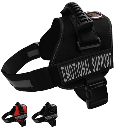 ALBCORP Emotional Support Dog Vest Harness – Sizes XXS to XL – Reflective ESA Vest, Breathable Mesh Padding & 2 Removable Patches. Black, Extra Large