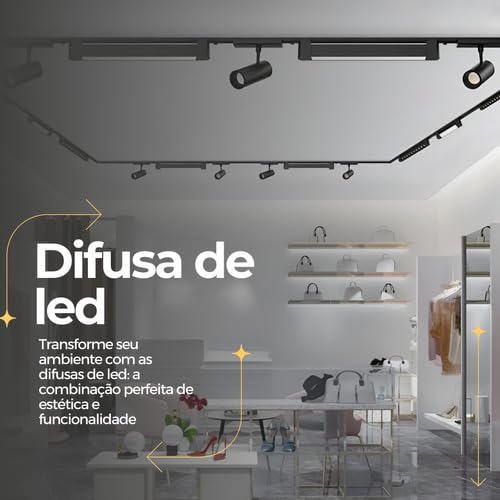 Luminária De Led 15w Linear Difusa P/Trilho Eletrificado
