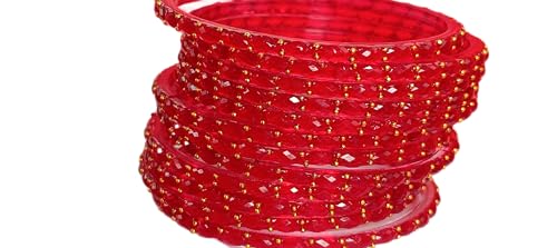 Image of JPS Plain and Glossy Finished Raindrop Glass Bangles Set for Women & Girls | Traditional Ethnic Chudi for Wedding, Party & Regular- Set of 12 Pcs of One Colour | Wedding Special