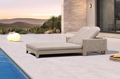 Image of PURPLE LEAF 1 Piece Patio Conversation Set Couch Sectional Set with Cushion 2-Person Set Outdoor for Garden Poolside Backyard Moon Basalt