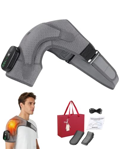 TRIPLE METHOD Shoulder Massager - Heat Therapy, Shiatsu Kneading, Air Compression, Cordless Shoulder Massager, Adjustable Shoulder Straps, Remote Control One-Button Operation (1pcs Grey)