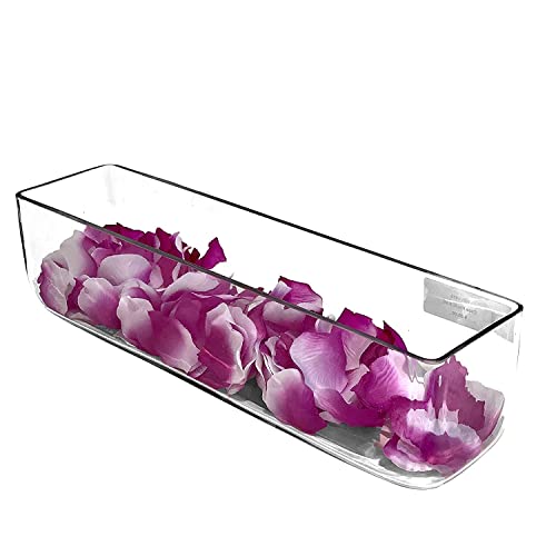 Rishabh Home Decoration Glass Clear Long Rectangle Block Glass Vase Home Decor | Center Table Bedroom Living Room and Office Decoration (10 x 4) (2)-image-19