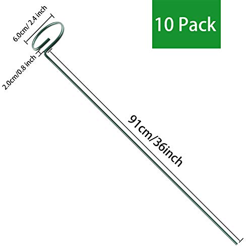 HiGift 10 Pack 36 Inch Plant Support Stake for Tall Plant, Garden Single Stem Flower Support Stake Indoor Plant Cage Support Ring for Peony, Orchid, Lily, Rose - Thumbnail 2