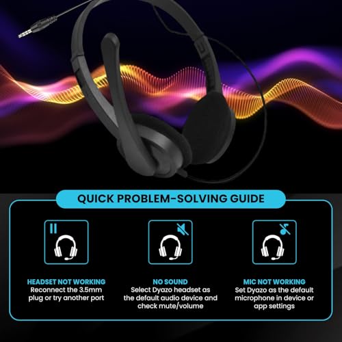 Image of Dyazo Computer Wired Headphones | Headset with Mic | 3.5 MM Jack | Compatible for Laptops, PC, Notebooks (Black)