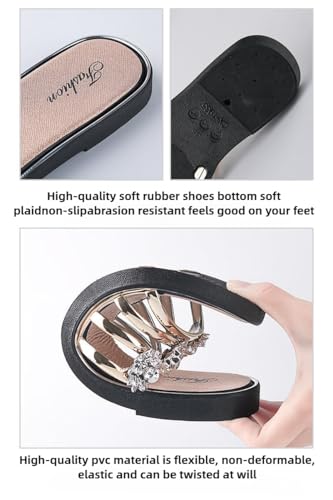 Shiny Diamond black flat Slide Sandals for Women Flip-flops Slip-On Fashionable Slippers for Summer Vacation4