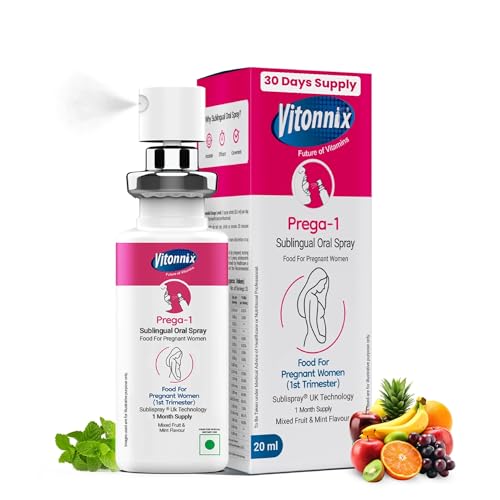 Image of Prega-1 Sublingual Oral Spray Supplement | Under the Tongue | Supports Pregnancy | Prenatal Supplement for First Trimester | Folic Acid, Vitamins B1, B6, B12, C, D2 & E | 20ml | 1 Month Supply