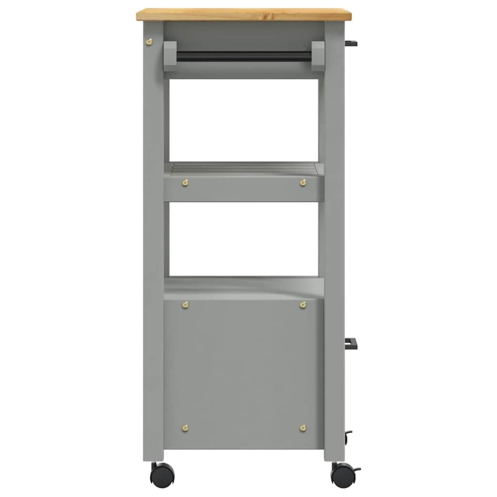 vidaXL Carrito de Cocina, Organizador de Comida Verduras Té, Carro de Servicio, Almacenamiento para Baño Salón Estudio, Madera Maciza de Pino