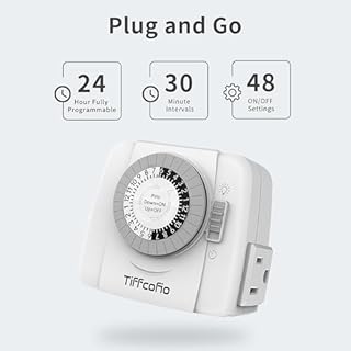 TiFFCOFiO Indoor Mechanical Outlet Timer, 3 Prong Timers for Electrical Outlets, 24-Hour Programmable Plug in Light Timer, ETL Listed (2 Outlets,1 Pack)