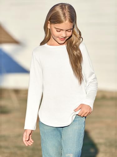 Image of Haloumoning Girls Long Sleeve T Shirts Kids Crewneck Tops 5-14 Years
