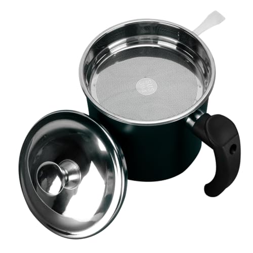 LIFKOME Contenitorper Acciaio Inossidabile Con Filtro Fine e Coperchio Capacità Antiscivolo Per Cucine Domestiche e Ristoranti Verde