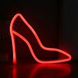 High Heels LED Neon Sign - Dual Powered (USB/Battery) Shoe Lover Gift, Bedroom Wall Decor Night Light, Girls Room Decoration for Parties & Holidays (Pink/Blue/Red/Warm, 9')(RED23*19.5cm)