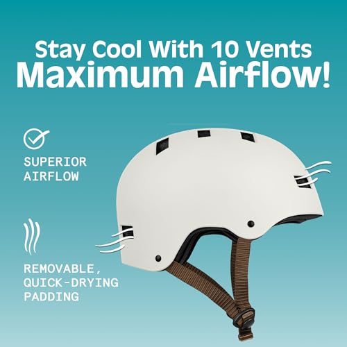 Image of Retrospec Dakota Adult & Youth Bike Helmet - Multi-Sport Protection with ABS Shell, EPS Foam, 10 Vents & Removable Washable Padding for BMX, Skating, and Scooter