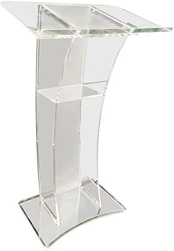 Clear Podium Stand for Churches Acrylic,Podium Stand with Wide Reading Surface,Presentation Lectern,Floor Standing Speech Podium Churchs Podium