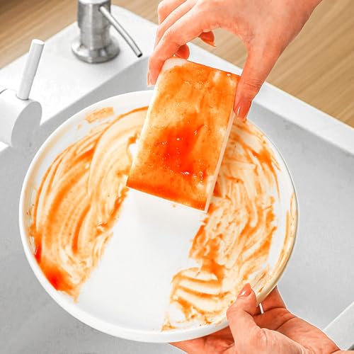 POWOBEST Magic Sponge Eraser 50 Pack Extra Thick Melamine Cleaning Pads No Scratches Kitchen Bathroom Floor Cleaning Pad