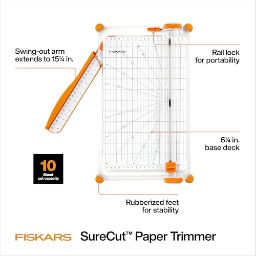 image for Fiskars Precision Paper Trimmer, Easy and Accurate Crafting Tool, Cuts