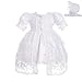Lito Angels Robe de Bapteme en Satin avec Cape en Dentelle et Bonnet pour Bebe Fille, Taille 12-18 Mois, Blanche