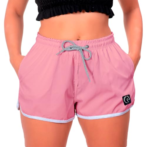 Short Feminino Academia Tactel Básico com Bolsos Laterais Uso Casual ou Treino Soltinho Secagem Rápi