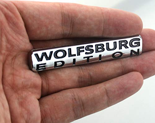 Pair Set Wolfsburg Edition Emblem Badge Sticker Plate Trim Replacement For Fender Side Trunk Inner Front Window (Black Chrome) #TOP1