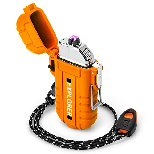 Mechero eléctrico Resistente al Agua y al Viento, para Equipo de Supervivencia al Aire Libre, Tipo C, Recargable, Kit de mecheros de Doble Arco para Camping, Senderismo, Equipo de Supervivencia