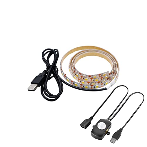 Tira LED USB impermeable con sensor infrarrojo 1.6 pies luz blanca fría miniatura 1