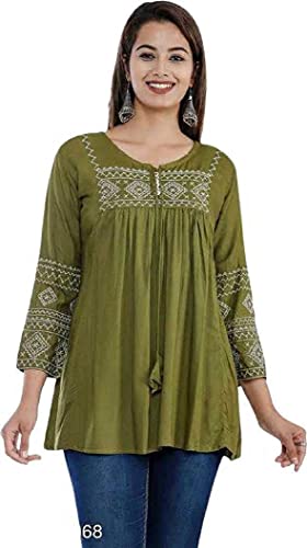 Image of Kartik Fashion Women Rayon Embroidered Regular Top