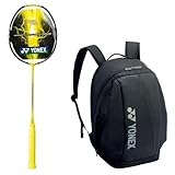 YONEX NANOFLARE 1000 Tour Badminton Racquet Unstrung (Lightning Yellow) + Pro Backpack/Tournament Bag Colors/Size Options (Racket Lightning Yellow + Pro Backpack M Black)