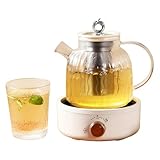 FYDN電気ケトル 耐熱ガラスケトル 养生壶 養生ポット 湯沸しポット 1L大容量 2段階の火力調整 ノブコントロール操作が簡単 二重濾過 選択インテリジェント断熱材 家庭、オフィス、お茶作り、お湯を沸かす、煮込み料理、ギフトに最適です (ホワイト,1L)