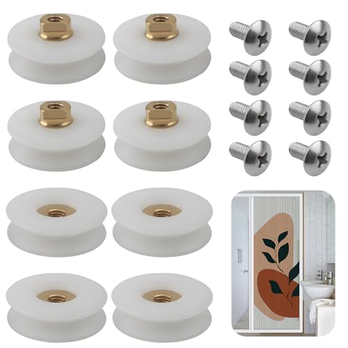 Juego de 8 Ruedas de Acero Inoxidable para Puerta de Ducha de 22.5 mm de Diámetro, Compatibles con Mamparas de Ducha, Cabinas de Vapor y Más