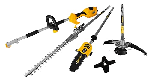 Garland DESBROZADORA ELÉCTRICA MULTIFUNCIÓN 1000W Tasker 104 E-V25 | 4 EN 1 con Cortasetos, Sierra DE PÉRTIGA, Disco E Hilo | Ligera Y Potente para JARDINERÍA DOMÉSTICA