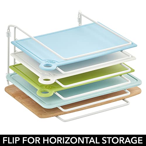 Mdesign X-Large Steel Storage Tray Organizer Rack For Kitchen Cabinet - Divided Holder With 5 Slots For Skillets, Frying Pan, Pot Lids, Cutting Board, Baking Sheets - Concerto Collection - White #TOP5