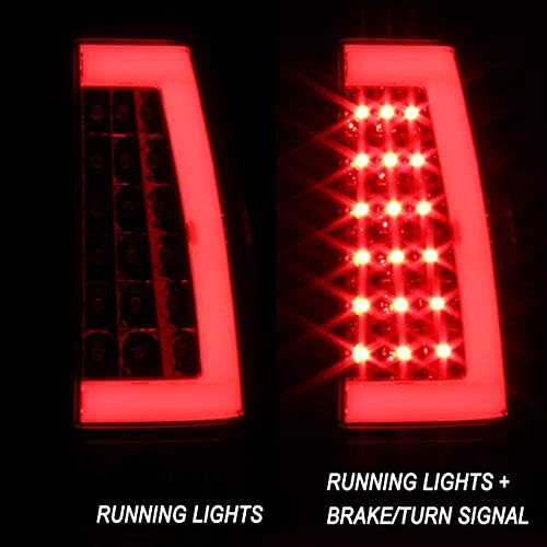 AKKON - For GMC Sierra/Chevy Silverado Pick Up Truck Black Bezel Red Lens LED Tube Tail Brake Lights Lamp