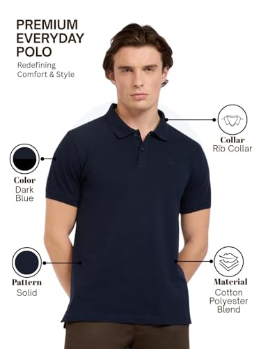 Image of Parx Men Regular Fit Solid Pattern Cotton Polyester Blend Half Sleeve Polo Neck Casual T-Shirt