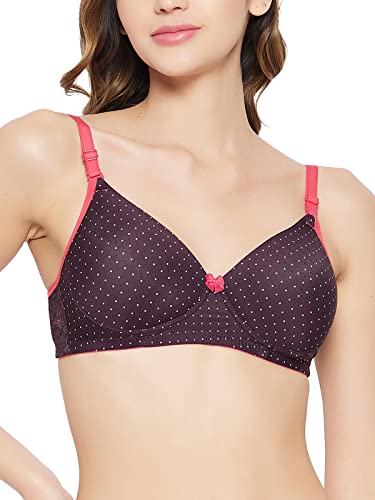 Image of Clovia Women's Padded Non-Wired Full Cup Polka Dot Multiway T-Shirt Bra in Brown