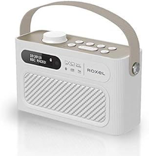 Roxel RDR-40 Stereo DAB/DAB+ Digital and FM Radio Portable Bluetooth Speaker with Dual Alarm Clock Function, USB & Micro SD MP3 Playback Function (White)