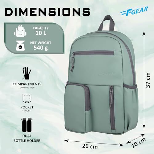 Image of F Gear Blaze Pista 10L Daypack | Compact Lightweight Small Bag | 1 Compartment with 4 Pockets | Durable Art Leather, Stylish & Comfortable | Water-Resistant | Perfect for Daily Use, College & Travel