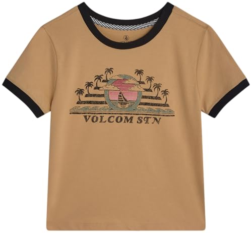 Image of Volcom Girls Shirts - Casual Crewneck Short Sleeve Graphic Tee Trendy Tops - Breathable Girls Summer Clothes